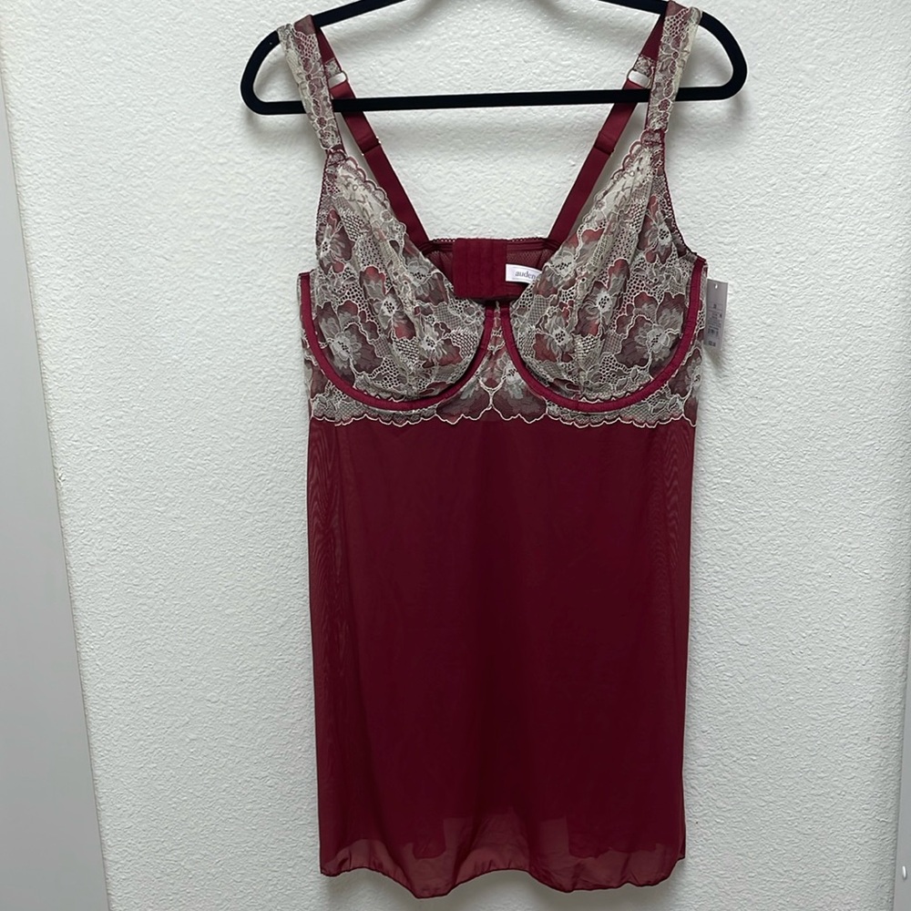 Auden Intimates Lingerie Women’s 2X Berry Wine Sexy Baby Doll Slip Sexy Slip